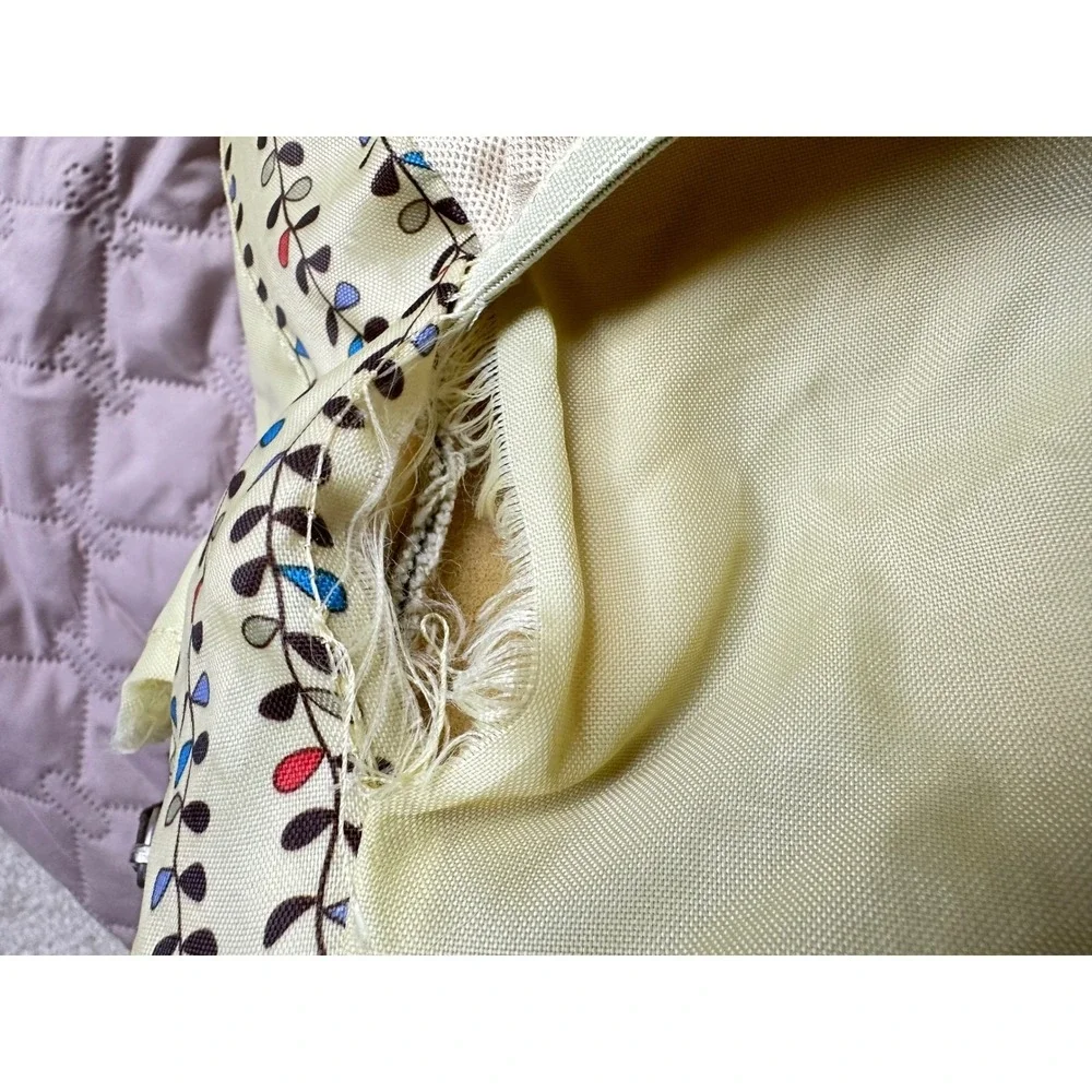 Vintage Sage Green Canvas Flower Tote Bag Brown Suede Trim‎ Y2K Aesthetic